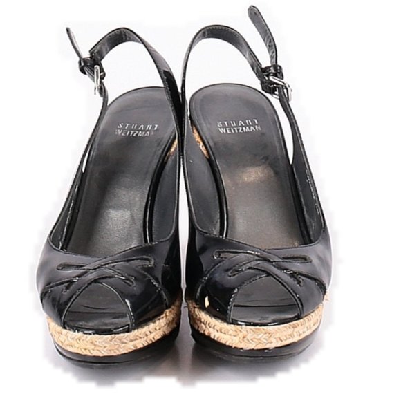 Stuart Weitzman - Black Patent Wedges Sz. 7 1/2 - Picture 2 of 2